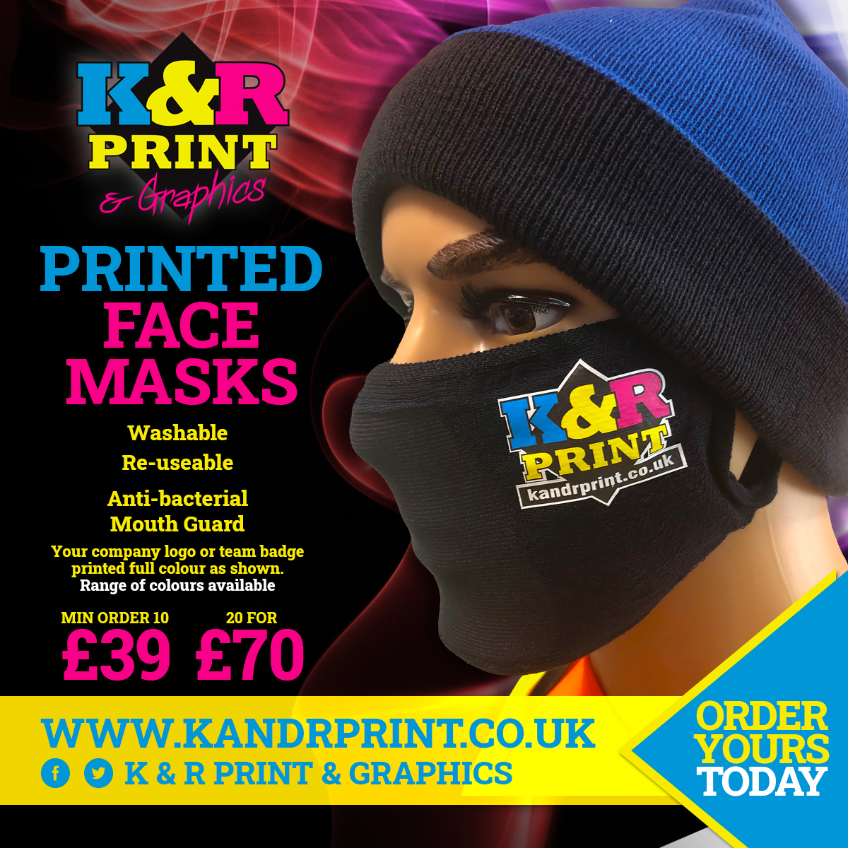 K & R Print Printed Face Masks